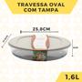 Imagem de 3 Travessa Assadeira Oval 1,6 L C/ Tampa Vidro Medio Forte