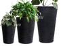 Imagem de  3 Vasos Grafiato Luxo Plantas Casa Decore Jardim Varanda 3tam--- Preto