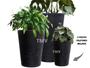 Imagem de  3 Vasos Grafiato Luxo Plantas Casa Decore Jardim Varanda 3tam--- Preto