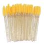 Imagem de 300 Pack Varinhas de rímel pincéis de cílios descartáveis para extensões Eye Lash aplicador Makeup Tool kits, Crystal Handle - Yellow Brush Head