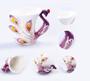 Imagem de 3D Color Enamel Animal Coffee Cup com pires e colher conjunto cerâmica xícaras de chá da tarde porcelana Drinwkare Xícaras de chá (Roxo)