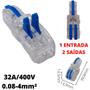 Imagem de 3un Conector Elétrico Emenda Derivação Para Iluminação 3 vias 1 entrada 2 saídas 4mm² 32A/400V Azul