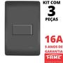 Imagem de 3un Interruptor Bipolar Paralelo Three Way 16A Com Placa Habitat Black FAME