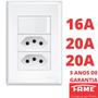 Imagem de 3un Interruptor Paralelo Three Way 16A e Tomada Dupla Padrão 2P+T 20A Com Placa Evidence FAME