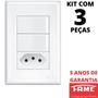 Imagem de 3un Interruptor Paralelo Three Way 2 Teclas 16A e Tomada Padrão 2P+T 10A Com Placa Evidence FAME