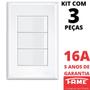 Imagem de 3un Interruptor Simples 3 Teclas 16A Com Placa 4x2 Evidence FAME