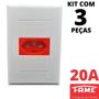 Imagem de 3un Tomada Padrão 2P+T 20A Vermelha Com Placa Evidence FAME