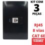 Imagem de 3un Tomada Rede RJ45 CAT 6E 8 Vias Com Placa Habitat Black FAME