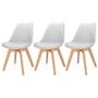 Imagem de 3X Cadeira Charles Eames Leda Design Wood Estofada Base Madeira