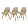 Imagem de 3X Cadeira Charles Eames Leda Design Wood Estofada Base Madeira