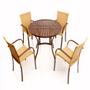 Imagem de 4 Cadeiras Ascoli e Mesa Ripada em Alumínio para Jardim, Cozinha, Piscina, Área, Churrasqueira