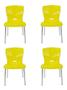 Imagem de 4 Cadeiras Bistrô Plástico Pés Alumínio Forte Bar Sala Salão