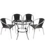 Imagem de 4 Cadeiras em Fibra Sintética com mesa Salinas em Alumínio para Área de Piscina - Tabaco