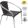 Imagem de 4 Cadeiras em fibra sintética com mesa Salinas em alumínio para área externa área de piscina Tabaco
