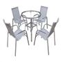 Imagem de 4 Cadeiras Emily e Mesa Adaptada em Alumínio para Área, Jardim, Piscina - Trama Original