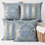 Imagem de 4 Capas para Almofadas Jacquard Adamascado 45x45cm  Azul e Dourado