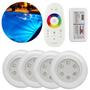 Imagem de 4 Luminárias Luzes Led 12V De Piscina RGB 9W Com Controlador (Módulo Central) + Controle Touch Screen + Fonte De Energia