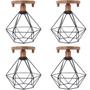 Imagem de 4 Lustres Teto Plafon Industrial Aramado Diamante Retrô Luminária Sobrepor Vintage Agp Ilumini