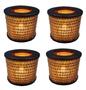 Imagem de 4 Mini Luminária Lanterna Decorativa Vela Led Bambu