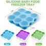 Imagem de 4 Pack Baby Food Storage Container Silicone Baby Food Freezer Bandeja de armazenamento com clipe na tampa Baby Food Freezer Tray 9 x 2,5 oz porções fáceis de sair para purê de frutas vegetais e leite materno