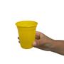 Imagem de 4 pacotes de Copo de 200ml Amarelo estriado PS Copaza com 50 unidades