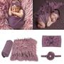 Imagem de 4 Pcs Newborn Photography Props Outfits- Baby Long Ripple Wrap e Toddler Swaddle Blankets Photography Mat with Cute Headbands for Infant Boys Girls(0-12 Meses) (Roxo)