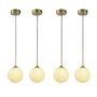 Imagem de 4 Pendente Ball Dourado Globo De Vidro Branco Ø12cm Cabeceira Zan14