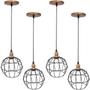 Imagem de 4 Pendentes Aramado Globo Luminária Lustre Luxo Teto Retrô Vintage Balcão Agp Ilumini Industrial