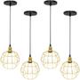 Imagem de 4 Pendentes Aramado Globo Luminária Lustre Luxo Teto Retrô Vintage Dourado Agp Ilumini Industrial