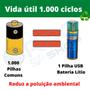 Imagem de 4 Pilhas Aa Recarregável Usb 1.5v Pequena Cilíndrica Bateria Cartela Durável Econômica Energia Comum