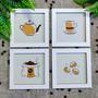 Imagem de 4 Quadros Decorativos Café Desenhos Cozinha Copa MDF 15x15