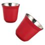 Imagem de 4 Xícaras 90Ml Café Espresso Inox Parede Dupla Vermelho