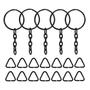 Imagem de 4000 Unidades De Argola Preta Com Corrente Chaveiro 23mm + Triangulos 8mm
