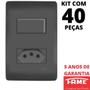 Imagem de 40un Interruptor Simples 10A e Tomada 2P+T 20A Com Placa Habitat Black FAME