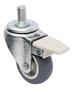 Imagem de (4pçs) Rodizio Girat. Espiga Roscada C/ Freio 1pol. R158 Bp Pvc Anti Risco 25kg Por Roda