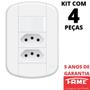 Imagem de 4un Interruptor Simples 16A e Tomada Dupla Padrão 2P+T 10A Com Placa Blanc Mais FAME