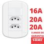 Imagem de 4un Interruptor Simples 16A e Tomada Dupla Padrão 2P+T 20A Com Placa Blanc Mais FAME