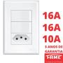 Imagem de 4un Interruptor Simples 2 Teclas 16A e Tomada Padrão 2P+T 10A Com Placa Evidence FAME