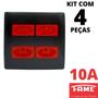 Imagem de 4un Tomada Padrão Quadrupla 2P+T 10A 4X4 Vermelha Com Placa Habitat Black FAME