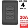 Imagem de 4un Tomada Padrão Tripla 2P+T 20A Com Placa Habitat Black FAME