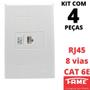 Imagem de 4un Tomada Rede RJ45 CAT 6E 8V Com Placa Evidence FAME