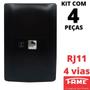 Imagem de 4un Tomada Telefone RJ11 4 Vias Com Placa Habitat Black FAME