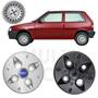 Imagem de 4x Calota Centro Roda Ferro Fiat Uno Mille 2001 a 2008 Prata