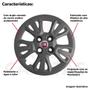 Imagem de 4X Calota Fiat Uno Way Aro 14 Grafite Emblema 079Cb