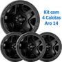 Imagem de 4x Calota Ford Fiesta Hatch Sedan Aro 14 Preto com Emb 025cb
