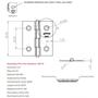 Imagem de 5 Dobradiça Inox AISI 304 Com Pino Fixo Reforçada 38x34mm