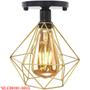 Imagem de 5 Lustres Teto Plafon Industrial Aramado Diamante Dourado Retrô Luminária Vintage Preto Agp Ilumini