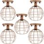 Imagem de 5 Lustres Teto Plafon Industrial Aramado Globo Retrô Luminária Sobrepor Vintage Agp Ilumini
