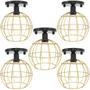 Imagem de 5 Lustres Teto Plafon Industrial Aramado Globo Retrô Luminária Sobrepor Vintage Agp Ilumini