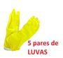 Imagem de 5 Pares De Luvas Látex Amarela Para Limpeza Multiuso Louças